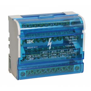 IEK Шины на DIN-рейку в корпусе (кросс-модуль) ШНК 4х11 3L+PEN YND10-4-11-125