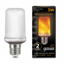 Лампа Gauss LED T65 Flame 5W E27 20-80lm 1500K 157402105