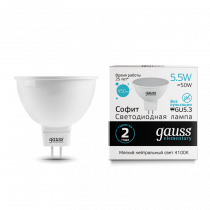 Лампа Gauss LED Elementary MR16 GU5.3  5.5W 450lm 4100К 13526