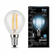 Лампа Gauss LED Filament Шар E14 9W 710lm 4100K 105801209