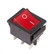 Выключатель клавишный 250V 15А (4с) ON-ON красный с подсветкой  REXANT 36-2350