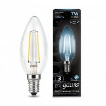 Лампа Gauss LED Filament Свеча E14 7W 580lm 4100К 103801207