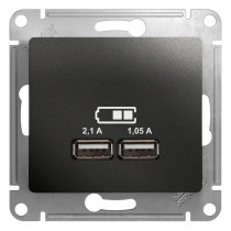 SE Glossa Антрацит Розетка USB 5В/1400 мА, 2х5В/700мА GSL000733