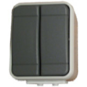 Elso Aqua-Top Серый Выключатель 2-х клавишный для ОП IP44 451509