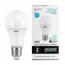 Лампа Gauss LED Elementary A60 20W E27 1600lm 4100K 23229