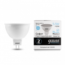 Лампа Gauss LED Elementary MR16 GU5.3  5.5W 470lm 6500К 13536