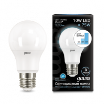 Лампа Gauss LED A60 10W E27 920lm 4100K step dimmable 102502210-S