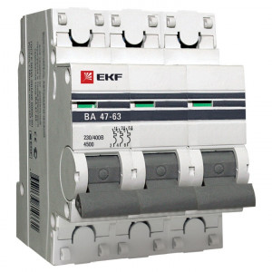 Автоматический выключатель 3P 40А (C) 4,5kA ВА 47-63 EKF PROxima mcb4763-3-40C-pro