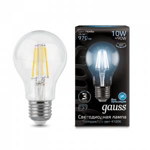 Лампа Gauss LED Filament A60 E27 10W 970lm 4100К 102802210