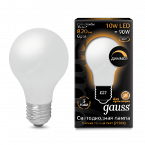 Лампа Gauss LED Filament A60 OPAL dimmable E27 10W 820lm 2700К 102202110-D