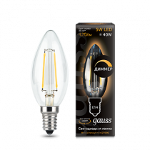 Лампа Gauss LED Filament Свеча dimmable E14 5W 420lm 2700К 103801105-D