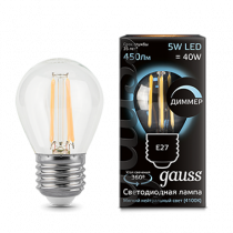 Лампа Gauss LED Filament Шар dimmable E27 5W 450lm 4100K 105802205-D