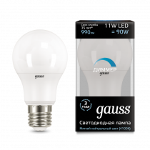 Лампа Gauss LED A60-dim E27 11W 990lm 4100К диммируемая102502211-D