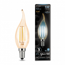 Лампа Gauss LED Filament Свеча на ветру E14 5W 420lm 4100K Golden 104801805
