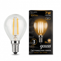 Лампа Gauss LED Filament Шар E14 7W 550lm 2700K 105801107