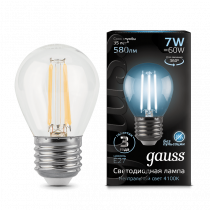 Лампа Gauss LED Filament Шар E27 7W 580lm 4100K 105802207