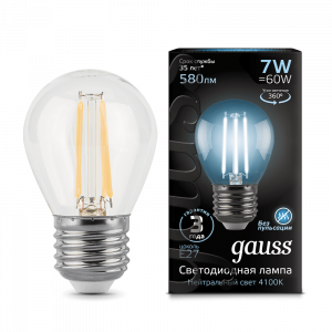 Лампа Gauss LED Filament Шар E27 7W 580lm 4100K 105802207