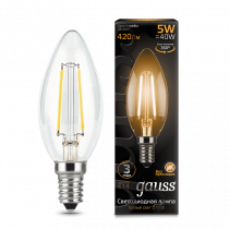 Лампа Gauss LED Filament Свеча E14 5W 420lm 2700К 103801105