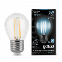 Лампа Gauss LED Filament Шар E27 5W 450lm 4100K 105802205