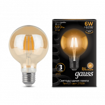 Лампа Gauss LED Filament G95 E27 6W Golden 2400K 105802006