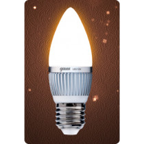 GAUSS Светодиодная лампа свеча 5W E27 2700K матовая (металл. рад) (***)