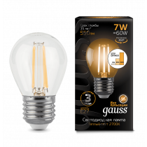 Лампа Gauss LED Filament Шар E27 7W 550lm 2700K step dimmable 105802107-S
