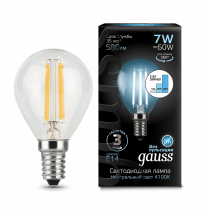 Лампа Gauss LED Filament Шар E14 7W 580lm 4100K step dimmable 105801207-S