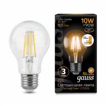 Лампа Gauss LED Filament A60 E27 10W 930lm 2700К step dimmable 102802110-S