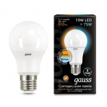 Лампа Gauss LED A60 10W E27 930lm 2700K/4100K CTC 102502110-T