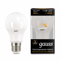 Лампа Gauss LED A60-dim E27 11W 960lm 3000К диммируемая 102502111-D