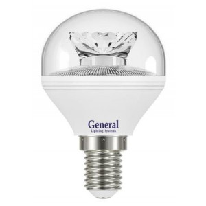 GENERAL GLDEN G45C-7-230-E14-2700K 540Lm Светодиодная лампа шар прозрачный 641800(снят)