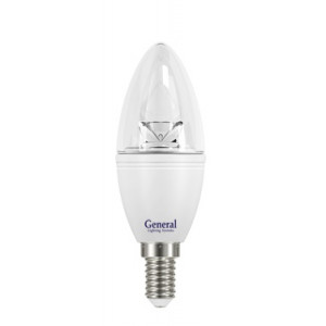 GENERAL GLDEN CC-7-230-E14-2700K 540Lm Светодиодная лампа свеча прозрачная 638800(снят)