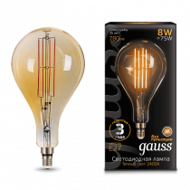 Лампа Gauss LED Vintage Filament A160 8W E27 160*300mm Golden 2400K 149802008