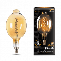 Лампа Gauss LED Vintage Filament Flexible BT180 8W E27 180*360mm Golden 2400K 152802008