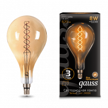 Лампа Gauss LED Vintage Filament Flexible A160 8W E27 160*300mm Golden 2400K 150802008