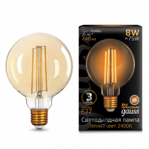 Лампа Gauss LED Filament G95 E27 8W Golden 2400К 105802008