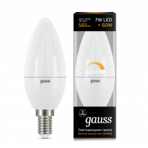 Лампа Gauss LED Свеча-dim E14 7W 560lm 3000К диммируемая 103101107-D