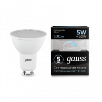 Лампа Gauss LED MR16 GU10-dim 5W 530lm 4100K диммируемая 101506205-D