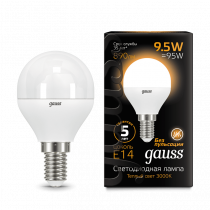 Лампа Gauss LED Шар E14 9.5W 890lm 3000K 105101110