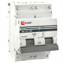Автоматический выключатель 2P 80А (C) 10kA ВА 47-100 EKF PROxima mcb47100-2-80C-pro