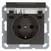 Розетка 1-м Shuko 16А IP20 с заземл. защ. шторки с крышкой механизм мокко Jasmart G5505Z