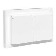 Розетка 2-м СП Эпика 16А IP44 с заземл. защ. шторки с рамкой с крышками механизм бел. EKF UP1-SOW-211-44