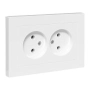 Розетка 2-м СП Эпика 16А без заземл. без защ. шторок с рамкой механизм бел. EKF UP1-SOW-200