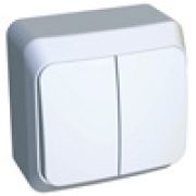 Этюд Белый Выключатель 2-клавишный наружный BA10-002B