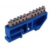 Шина нулевая с большим изолятором на DIN рейку 14/1 синий