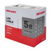 REXANT Кабель F/UTP CAT5e Медь PVC, 4PR, 24AWG, внутренний, серый, 305 м 01-0143
