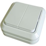 Выключатель 2 кл. О/П 10А белый Олимп 0023