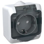 Этюд Белый Розетка 1-ая с/з с крышкой со шторками IP44 наружная PA16-044B