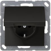 JUNG EcoProfi Черный матовый Розетка с/з с крышкой, автозажим