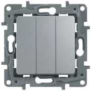 Legrand Etika Алюминий Выключатель 3-клавишный 10А авт. зажим 672413